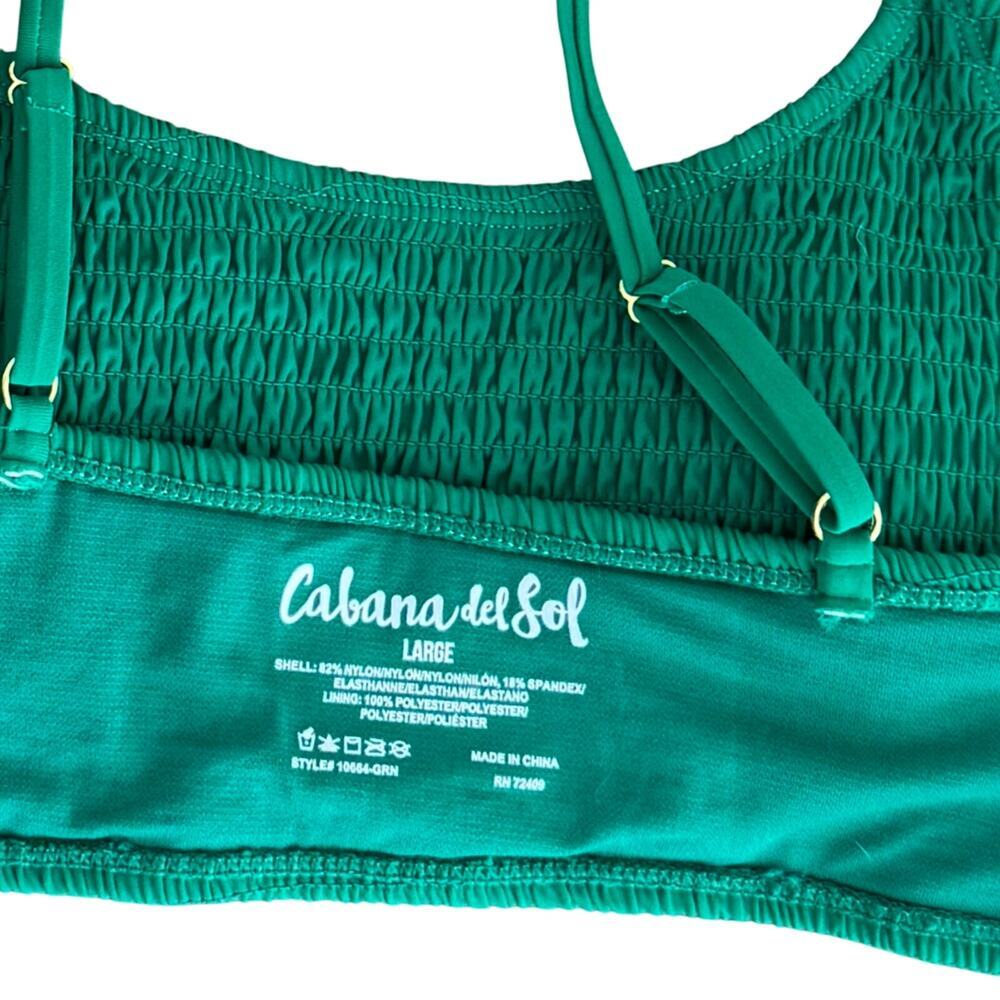 Cabana Del Sol Ruched Green Bikini Swim Top Women's Size L - Picture 3 of 4